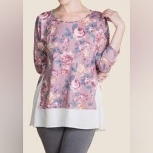 DYT T2 Potter's Pot floral layered tunic top M L